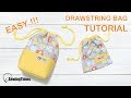 Drawstring Bag Tutorial 초간단 스트링 파우치 | How to make it any size you want - Easy sewing #sewingtimes