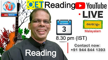 Edu Skills: OET Reading: Strategies & Tips: By Fr Saleen Joseph: MALAYALAM:OET made easy