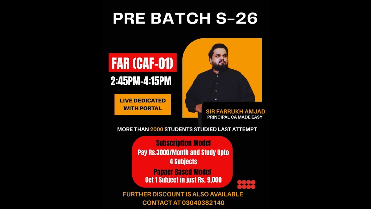 CAF-01 Financial Accounting & Reporting | Lecture 4 | Spring-26