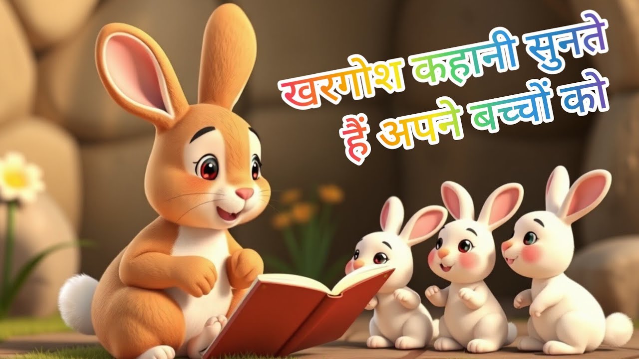 खरगोश द्वारा अपने बच्चे को सुनाई जा रही शेर और बाघ की कहानी ! Hindi cartoon story ! #cartoon #video