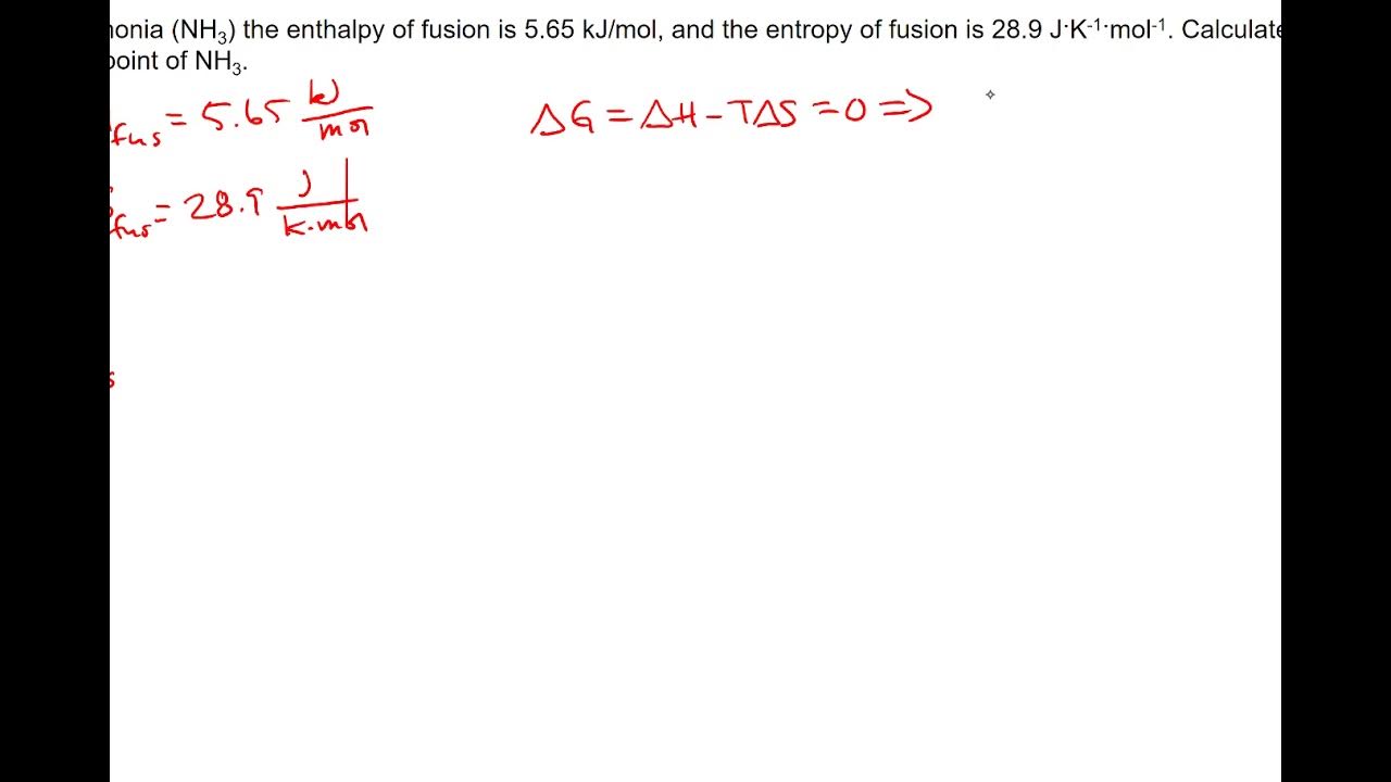 Thermo Tutorial Video Calculate melting point from thermodynamic data