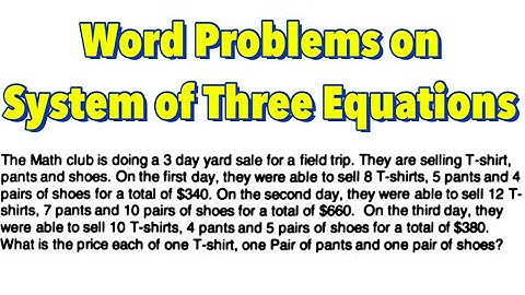 Word Problem of System of Three Equations