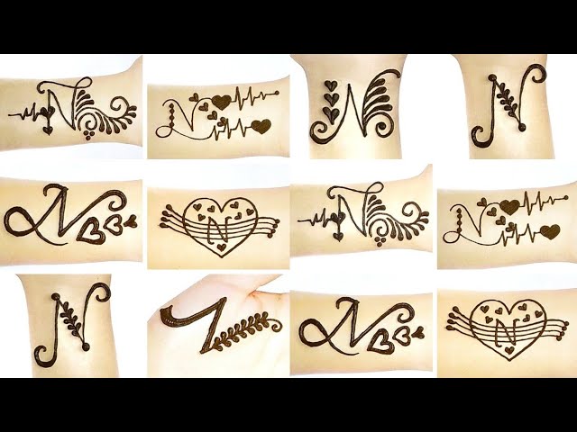 Details 83+ about n letter mehndi design tattoo latest .vn