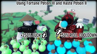 Using Fortune III + Haste II potions | Sol's RNG