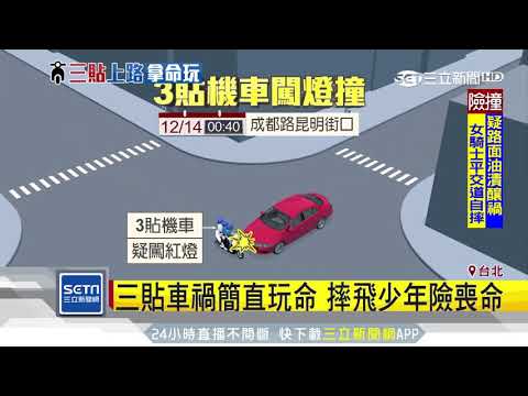 西門町強闖紅燈！三貼機車遭撞飛險死│三立新聞台