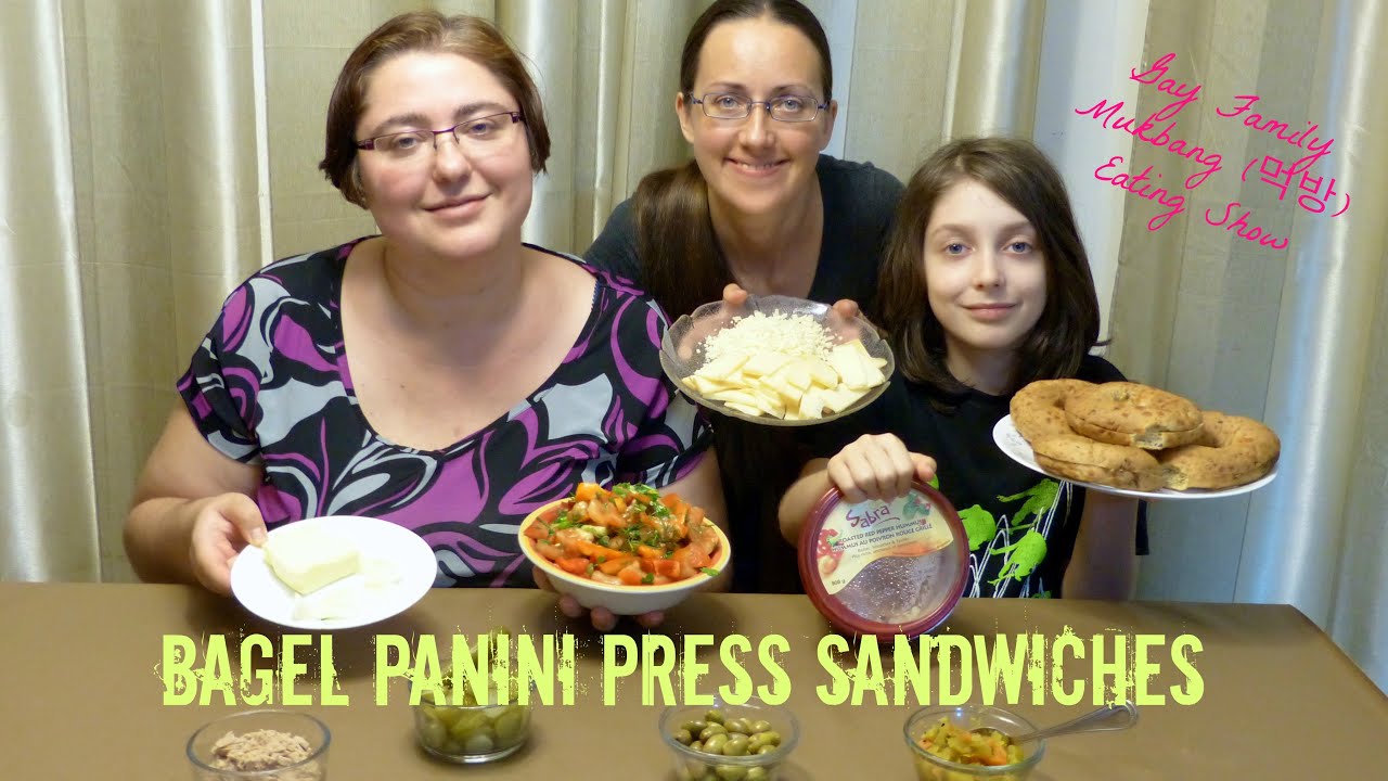 Bagel Panini Press Sandwiches Gay Family Mukbang (먹방) - Eating Show