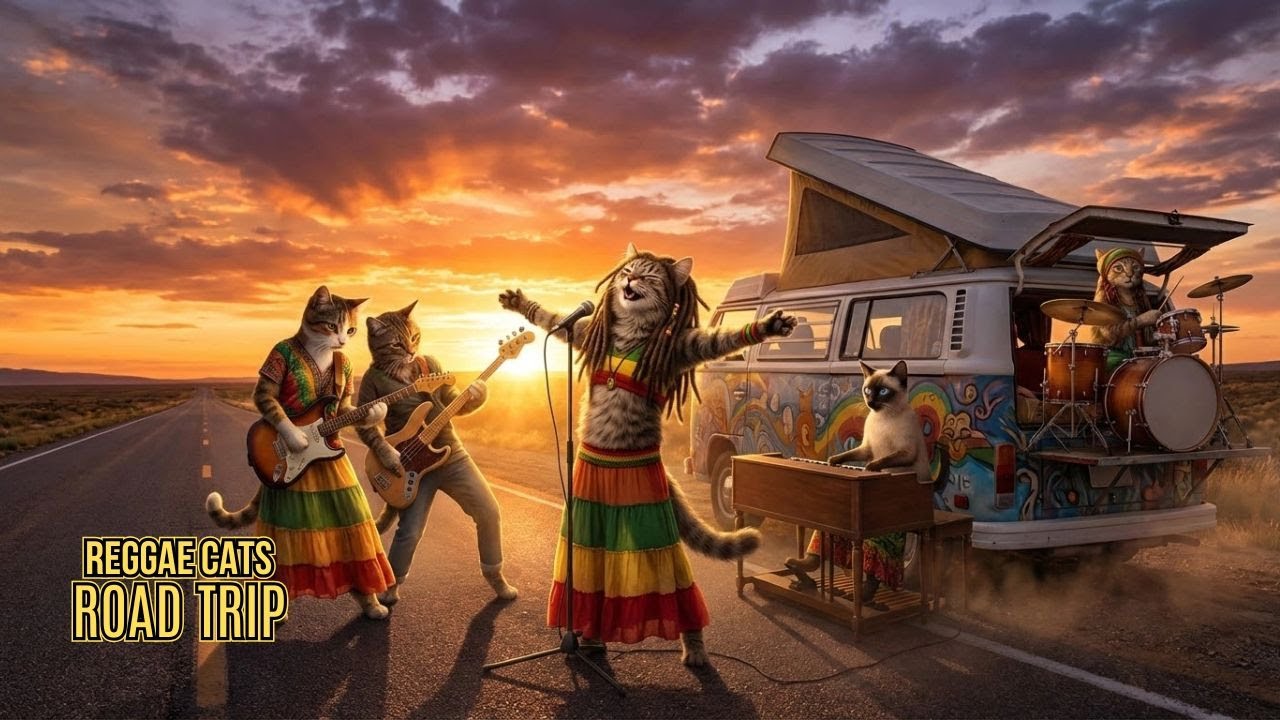 Road Trip Reggae Cats 🛣️ Sunset Highway Reggae Vibes - YouTube