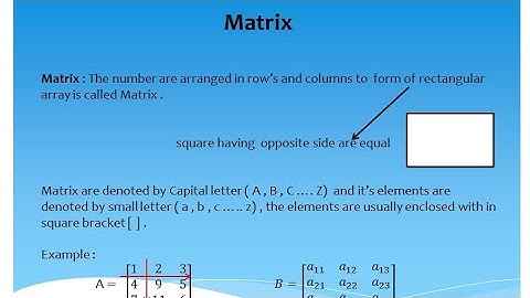 Lecture 1: How to define Matrix in Urdu / Hindi .