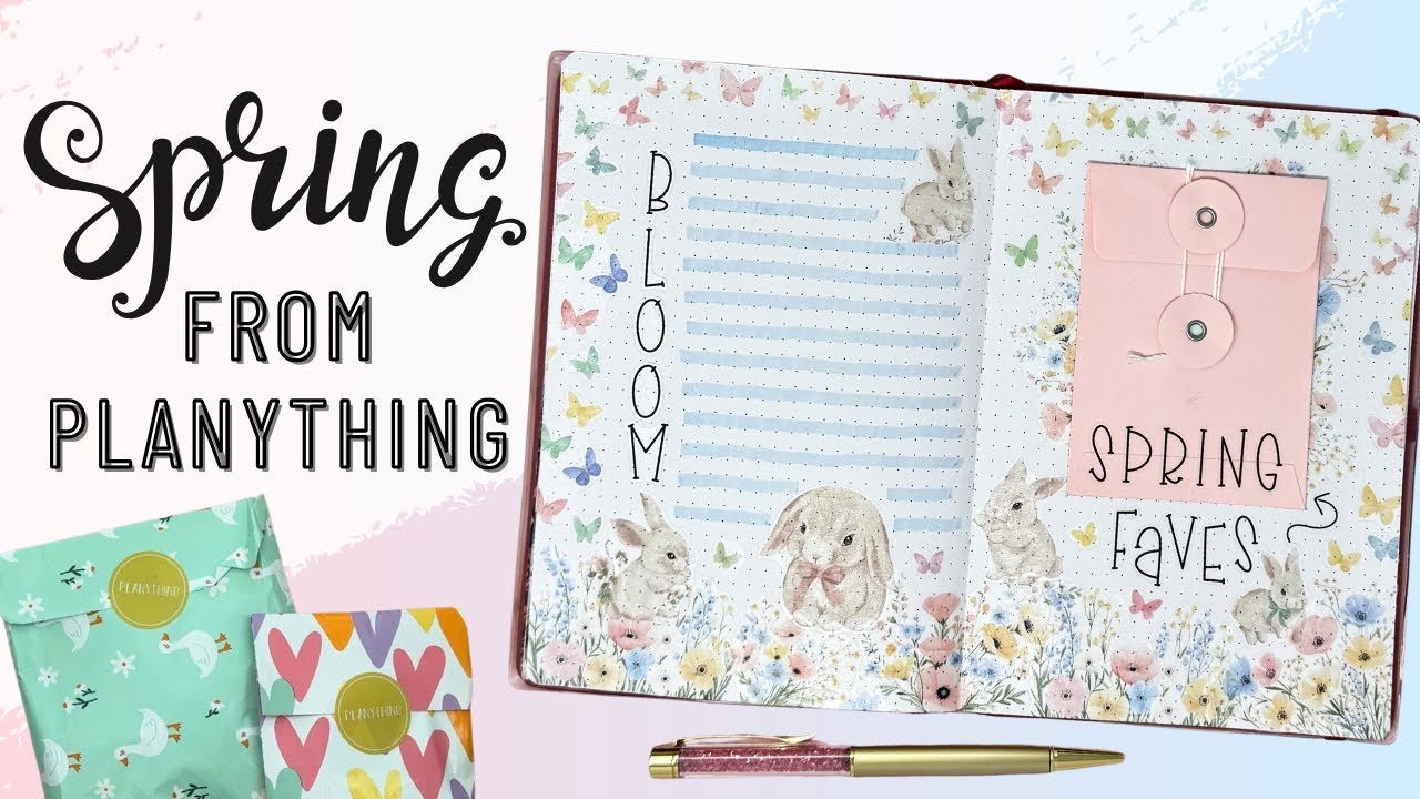 PLAN WITH ME & FLIP THROUGH | SPRING BULLET JOURNAL SPREAD WITH NEW PLANYTHING SUBSCIPTIONS