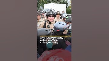 Anti-ICE protesters, police scuffle at Chicago facility | AJ #shorts