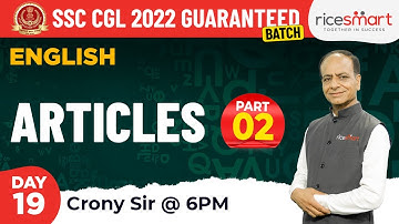 Articles - Part 2 | English Grammar By Crony Sir | SSC CGL Free Classes 2022
