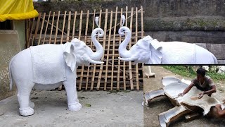 Fiberglass elephant manufacturing processing in sudip art & sculpture