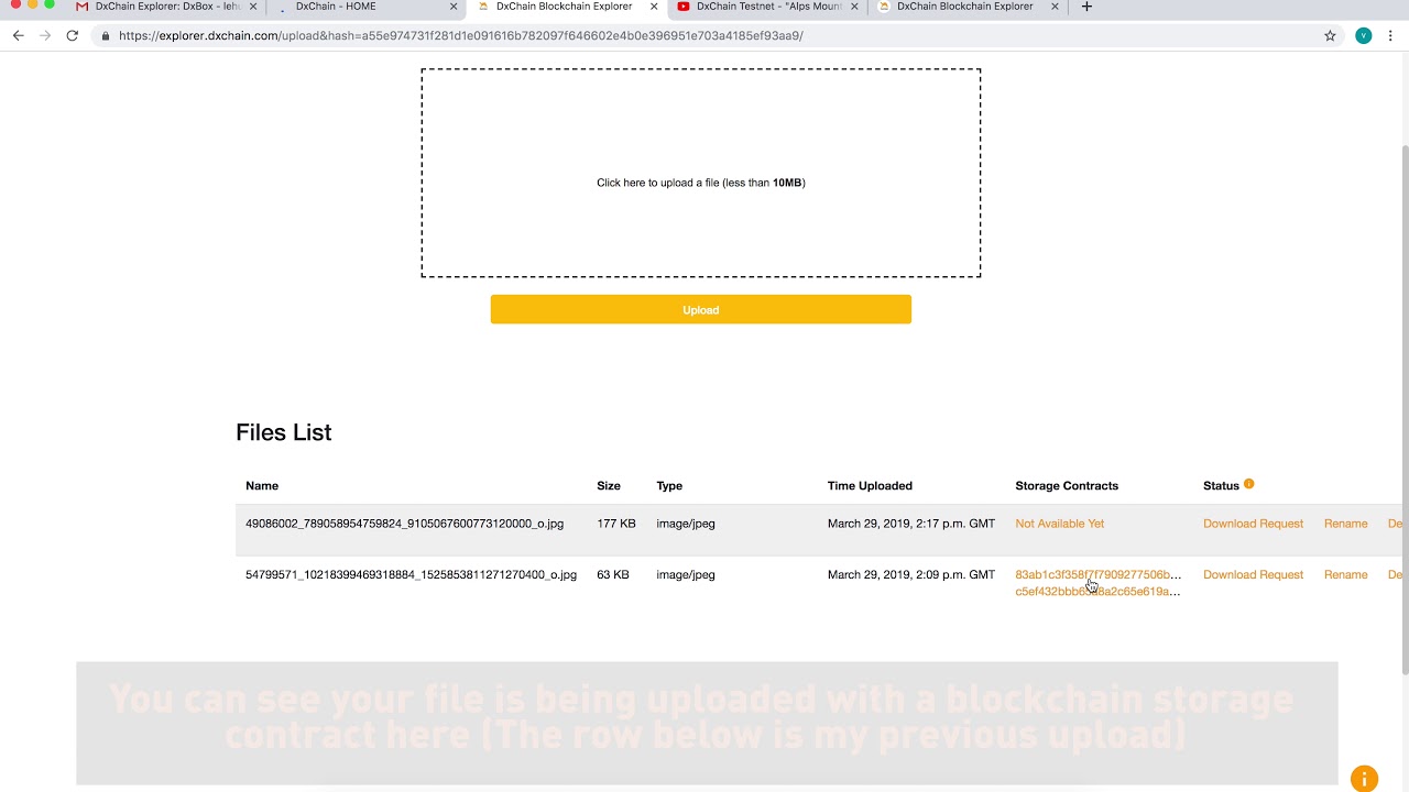 Tutorial] Instruction on how to upload a file on DxBox and track it on DxChain  blockchain - YouTube