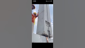 Amazing Precast column instillation process  in construction #shorts #shortvideo #construction #asmr