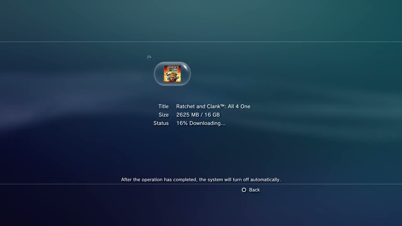 PS3 background download screen when shut down