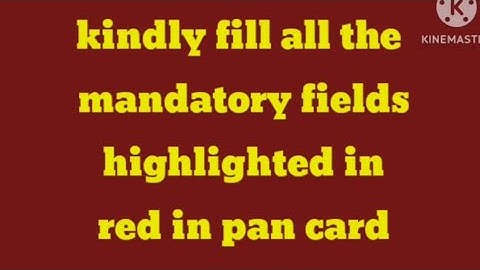 Kindly fill all the mandatory fields highlighted in red pan card meaning