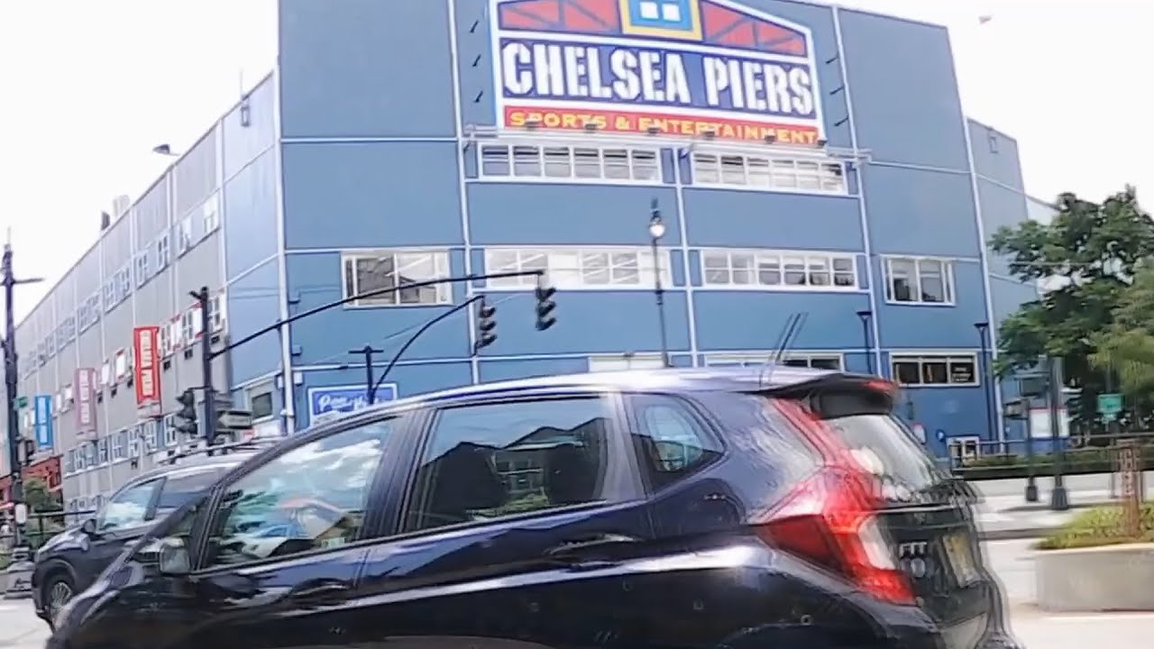 Driving Past Chelsea Piers Sports and Entertainment Complex, New York