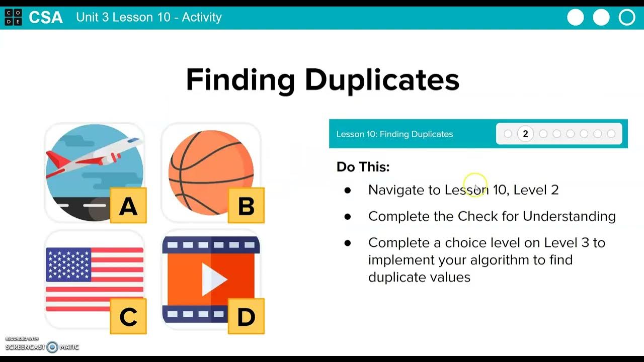 code-org-unit-3-lesson-10-finding-duplicates-youtube