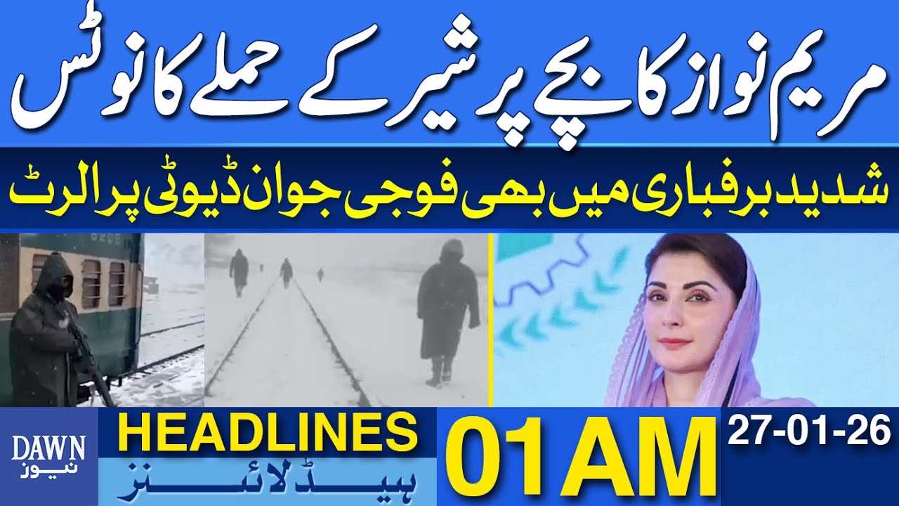 Maryam Nawaz Takes Notice of Lion Attack | Pak Army Alert in Heavy Snowfall | Dawn News Headlines 01