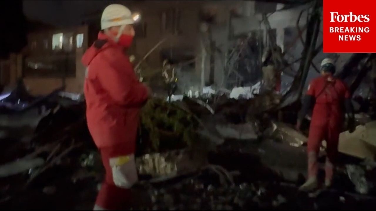 Iranian Emergency Services Respond After Airstrike Hits Tehran