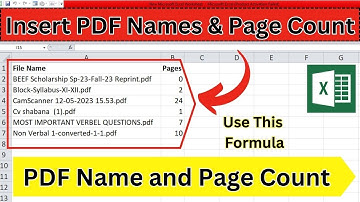 Insert PDF Names and Page Count From A folder In Excel