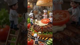 🍔 Tiny Chefs Create the World's Biggest Burger! 👨‍🍳✨