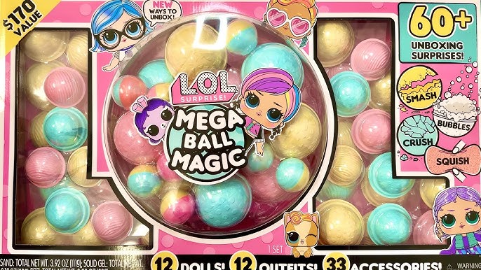 LOL Surprise! Mega Ball Magic - 12 Collectible Dolls, 60+ Surprises, 170  Value, 4 Unboxing Experiences, Squish Sand, Bubbles, Gel Crush, Shell  Smash