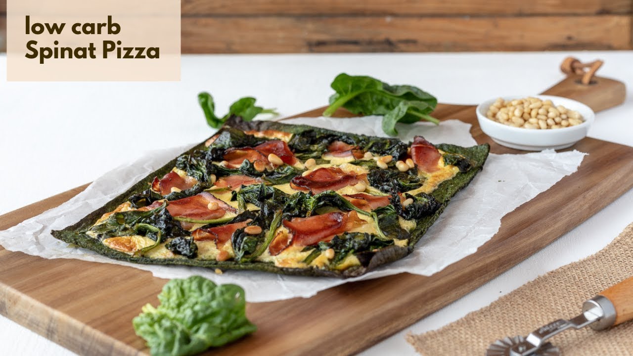 REZEPT: Low carb Spinat Pizza mit Prosciutto & Pinienkerne