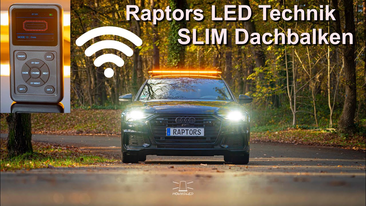 Raptors LED Technik Dachbalken Slim ECE R65 // Funkfernbedienung 