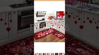 Red Truck Love Heart Decorative Buffalo Plaid Valentine's Day Kitchen Rugs Set of 2, Wedding Holiday