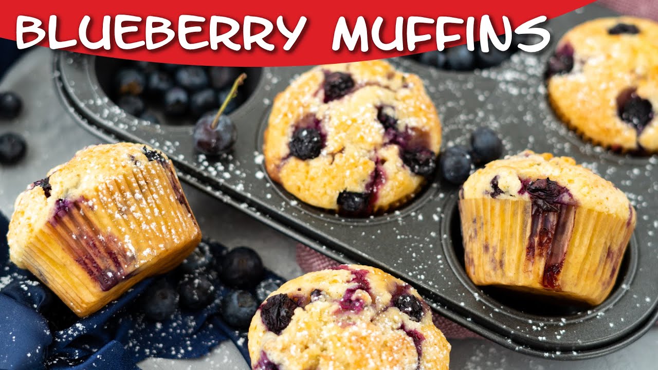 Muffins mit Blaubeeren Rezept | Saftige Blueberry Muffins mit Heidelbeeren