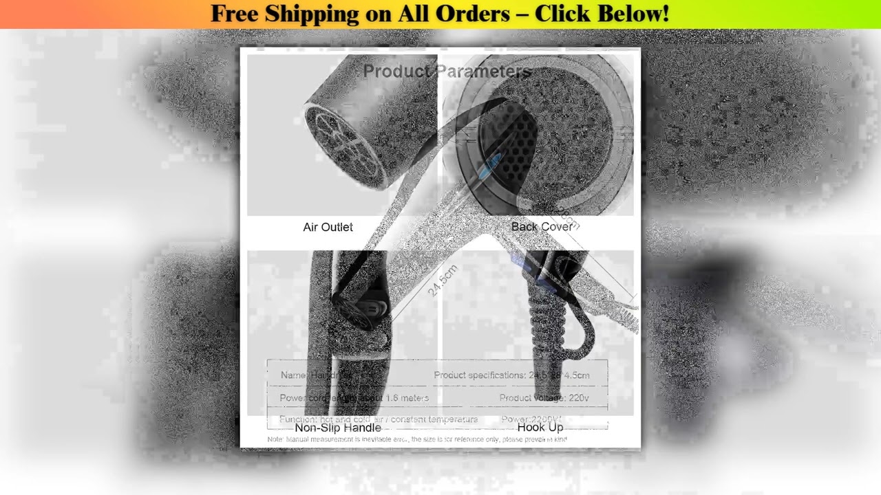 Hair Dryer 2200W Professional Powerful Hair Dryer Fast Heating Hot And Cold Adjustment Ionic Air