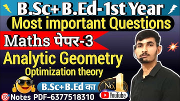 Bsc / Bsc Bed 1st Year Maths Paper 3rd important Questions 2025 by- Subhash saini 
