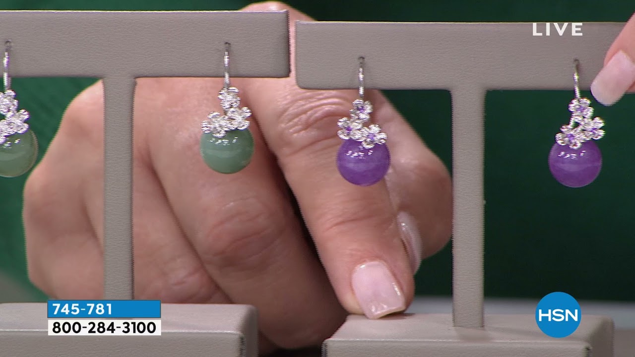 Jade of Yesteryear Floral Gemstone and Jade Bead Drop Ea...