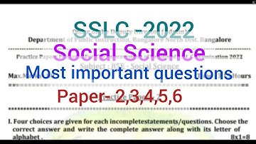 SSLC-2022 Social Science important 5 question papers/10th social science/ @smt.rekhabhaskar8721