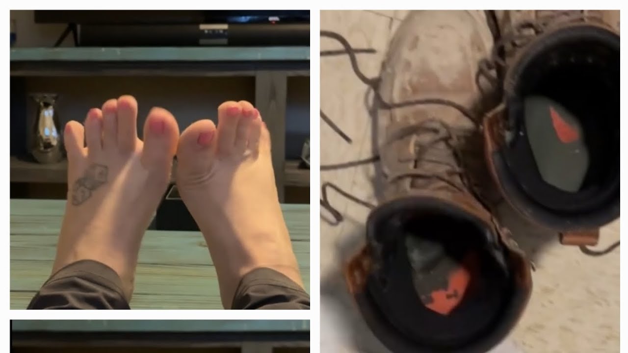 Lady Trucker Removes Work Boots and Socks After Long Hot Day At Work