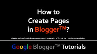 How to Create Pages in Blogger