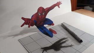Drawing 3D Spiderman - How to Draw 3D Spiderman - 3D Trick Art - Vamos screenshot 5