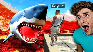 Scary MEGALODON Eats Me During LAVA Tsunami In GTA 5.. (Mods)