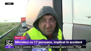 Un microbuz a izbit un TIR parcat pe Autostrada A1, în Arad. Un pasager a murit, 16 au fost răniți