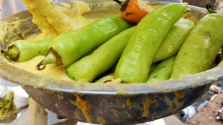 Very Big  Mirchi  Pakoda Making | Mirchi msala Bajji Recipe | Mirchi Pakora Recipe | Evening Snacks