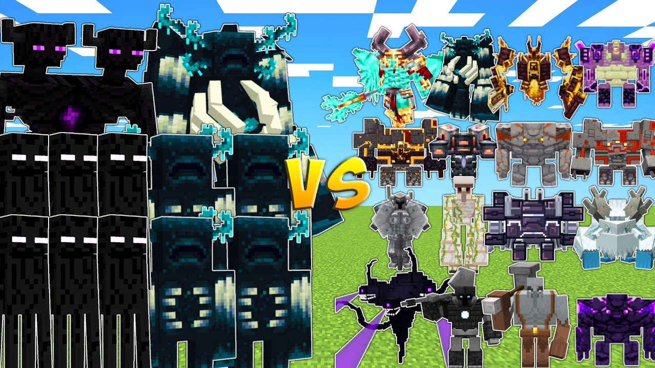 WARDENS & ENDERMEN vs ALL MINECRAFT BOSSES - YouTube