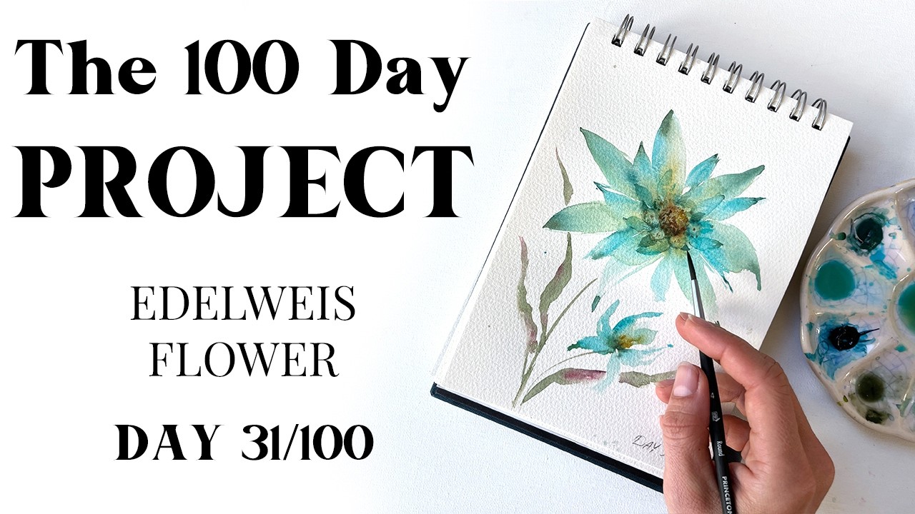 How to Paint BEAUTIFUL Edelweis Flower. Easy painting idea 31/100