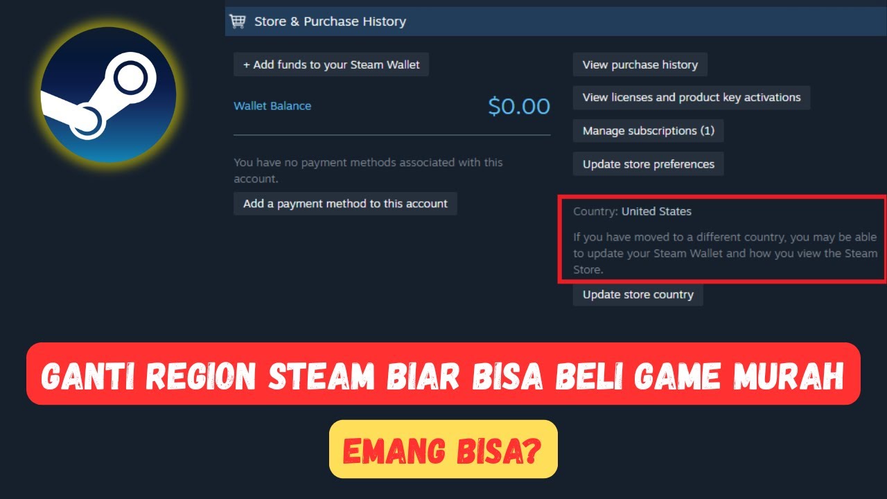 Cara Ganti Region Steam dan Saatnya Pindah Region yang Harganya Lebih Murah, Memang Bisa Diubah⁉️