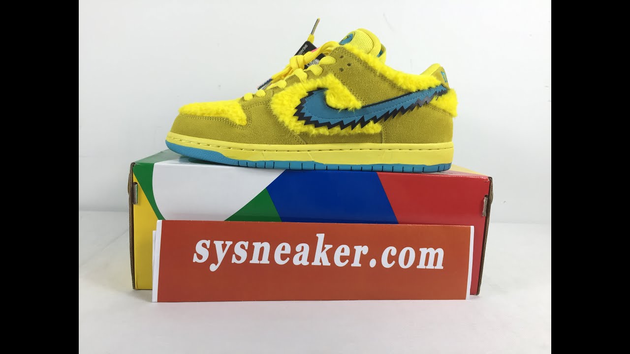 Unboxing Nike SB Dunk Low Grateful Dead Bears Opti Yellow CJ5378-700 | sysneaker dot com