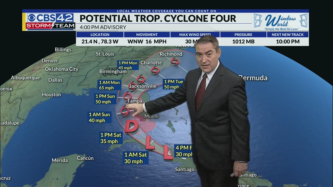 Tracking the Tropics CBS 42 News at 4 pm - YouTube