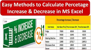 Easy Methods to Calculate Percentage Increase & Decrease in MS Excel | Easy Tech Info