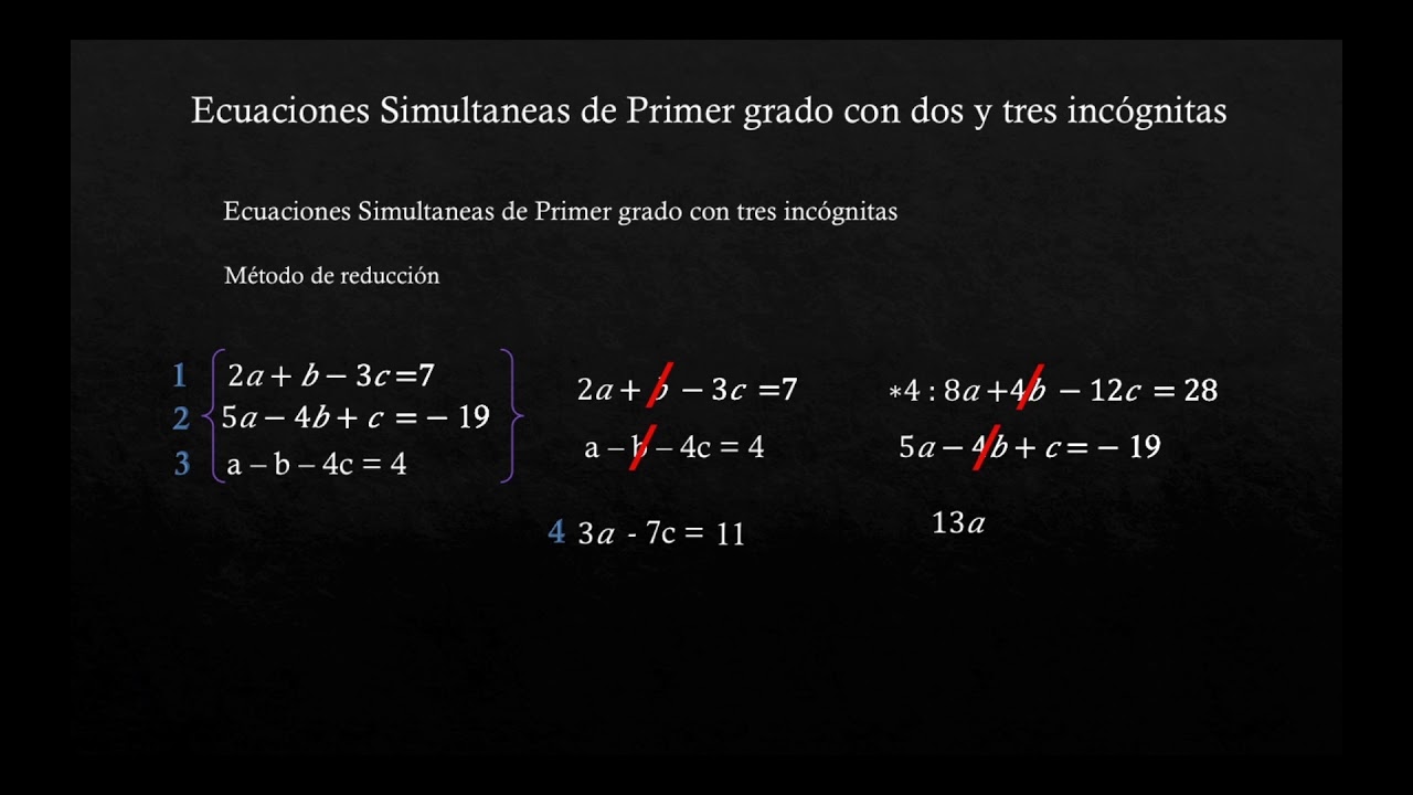 solución de Ecuaciones Simultaneas de Primer grado con dos y tres