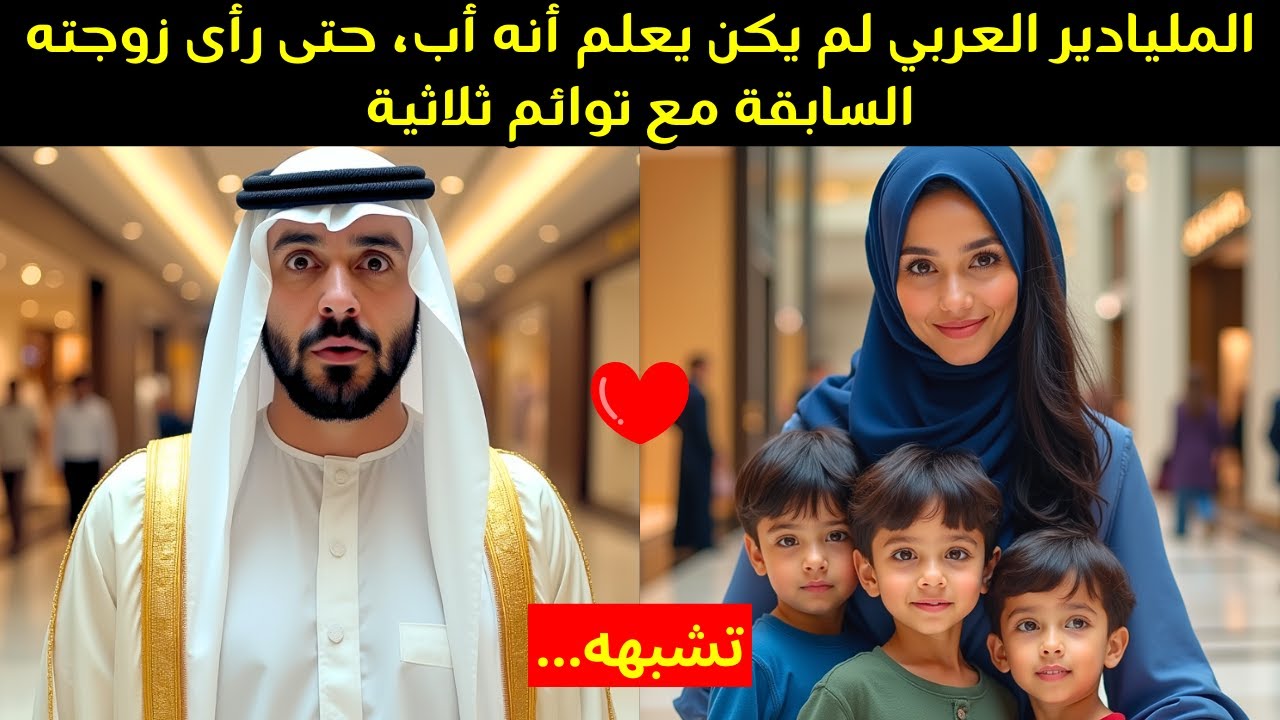 المليادير العربي لم يكن يعلم أنه أب، حتى رأى زوجته السابقة مع توائم ثلاثية تشبهه...