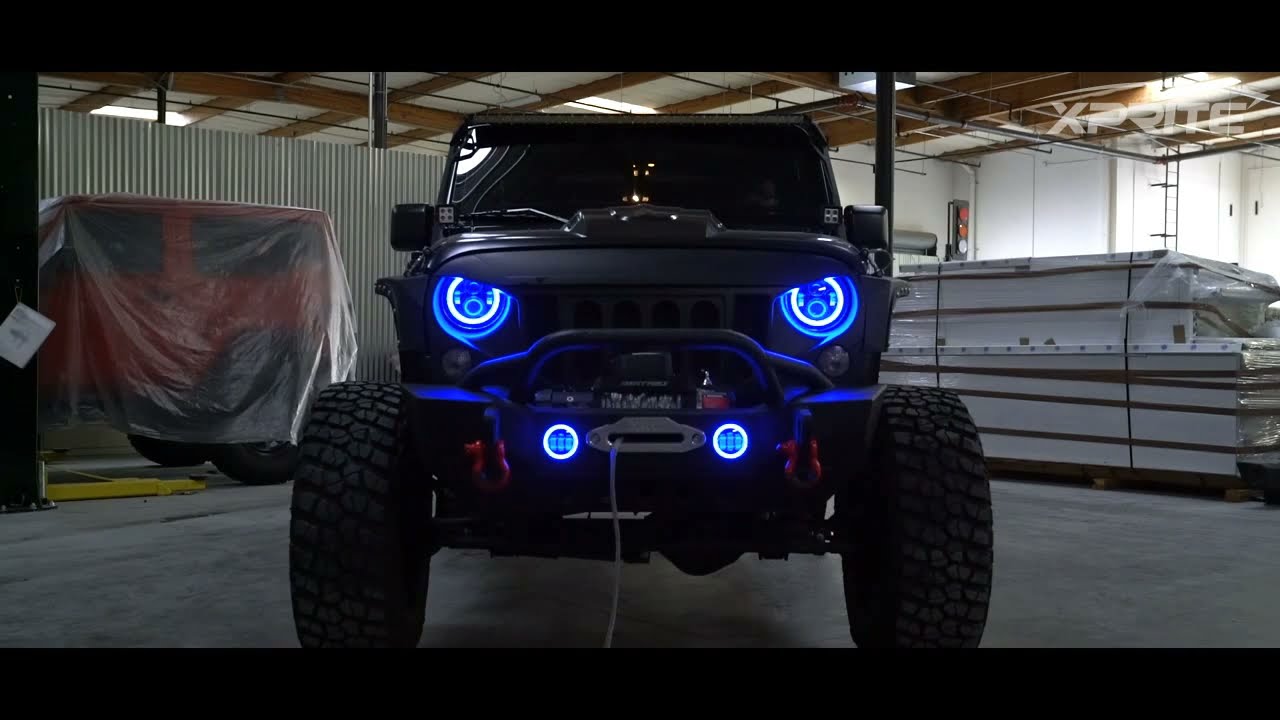 7 Inch LED Blue Halo Headlights for Jeep Wrangler JK TJ LJ 1997 2018 -  YouTube